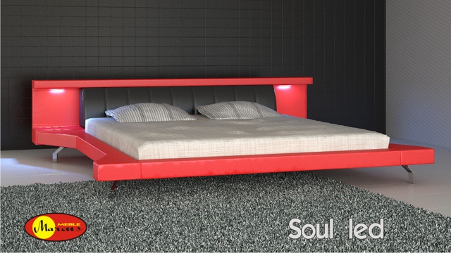 červená a černá postel Soul Led